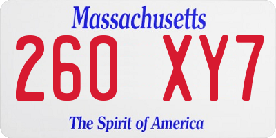 MA license plate 260XY7