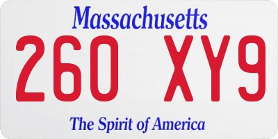 MA license plate 260XY9