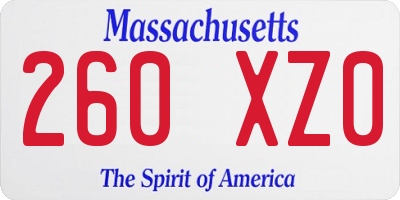 MA license plate 260XZ0