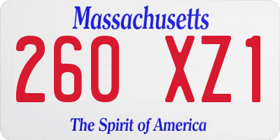 MA license plate 260XZ1
