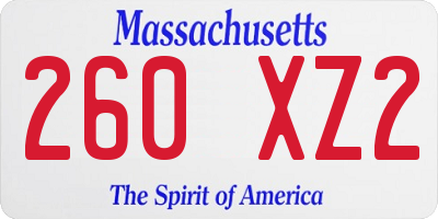MA license plate 260XZ2