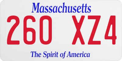 MA license plate 260XZ4