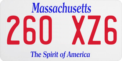 MA license plate 260XZ6
