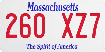 MA license plate 260XZ7