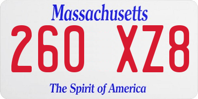 MA license plate 260XZ8