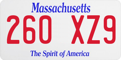 MA license plate 260XZ9