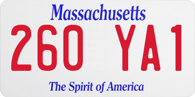MA license plate 260YA1