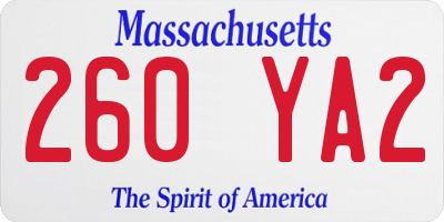 MA license plate 260YA2