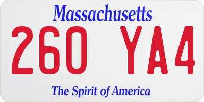 MA license plate 260YA4