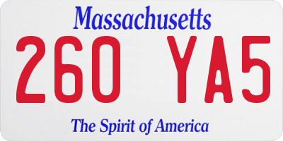 MA license plate 260YA5