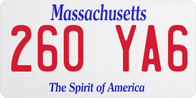 MA license plate 260YA6