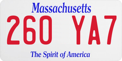 MA license plate 260YA7