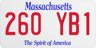 MA license plate 260YB1