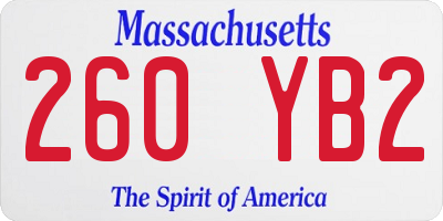 MA license plate 260YB2