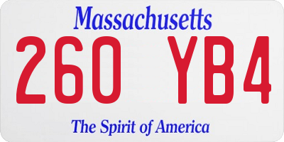 MA license plate 260YB4