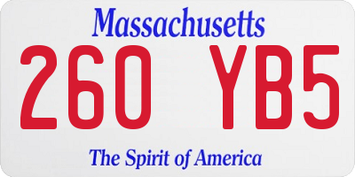 MA license plate 260YB5