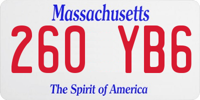 MA license plate 260YB6
