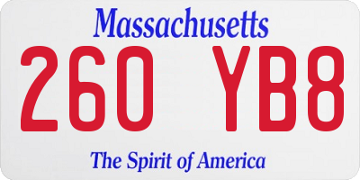 MA license plate 260YB8