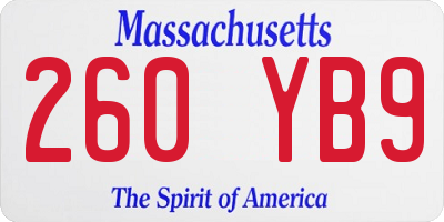 MA license plate 260YB9