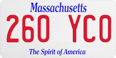 MA license plate 260YC0