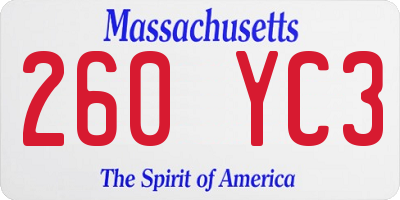 MA license plate 260YC3