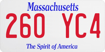 MA license plate 260YC4