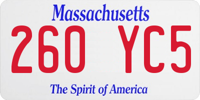 MA license plate 260YC5