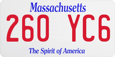 MA license plate 260YC6