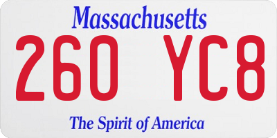 MA license plate 260YC8