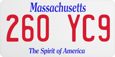 MA license plate 260YC9