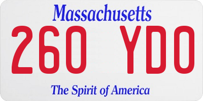 MA license plate 260YD0
