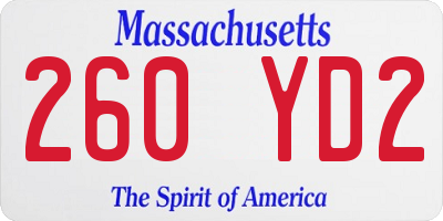 MA license plate 260YD2