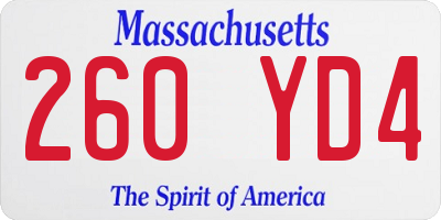 MA license plate 260YD4