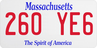 MA license plate 260YE6