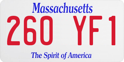 MA license plate 260YF1