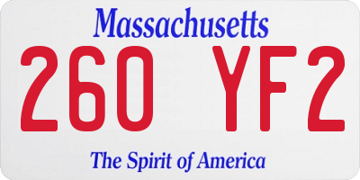 MA license plate 260YF2