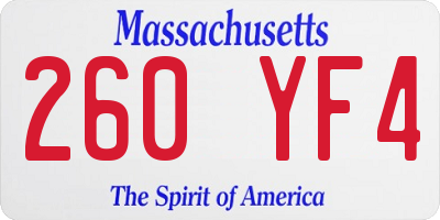 MA license plate 260YF4
