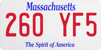 MA license plate 260YF5