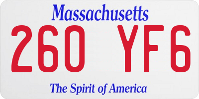 MA license plate 260YF6