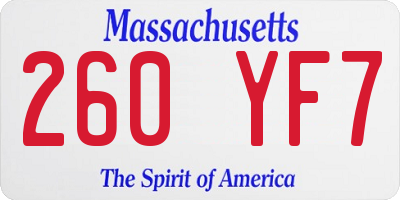 MA license plate 260YF7