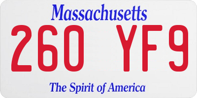MA license plate 260YF9