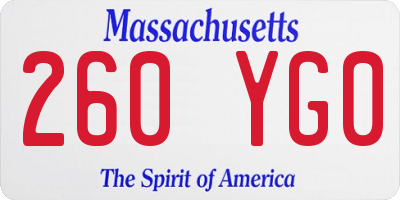 MA license plate 260YG0