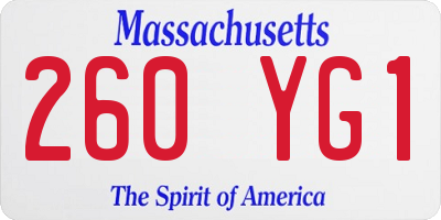 MA license plate 260YG1