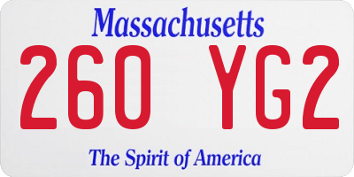 MA license plate 260YG2