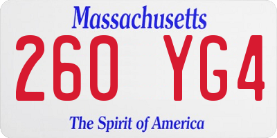 MA license plate 260YG4
