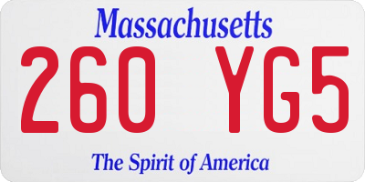 MA license plate 260YG5
