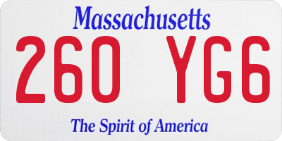 MA license plate 260YG6