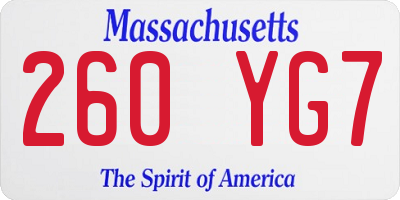 MA license plate 260YG7