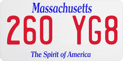 MA license plate 260YG8