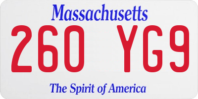 MA license plate 260YG9